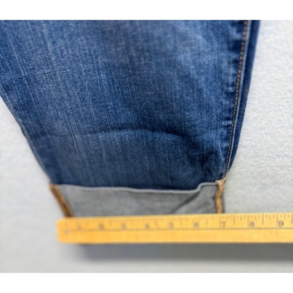 Gap Premium Straight Crop Jeans Capri Cuffed Distressed Size 14/32 Med Wash Crop - Picture 7 of 10